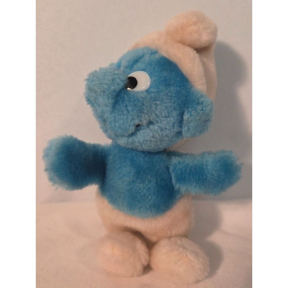 Vintage Smurf Plush Wallace Berrie 1980s Stuffed Toy Peyo Blue Smurf